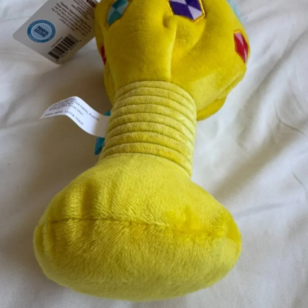 NWT Bark Box THE HOWLEY GRAIL Plush Dog Toy, Yellow + Blue, M-L (20+ lbs)
